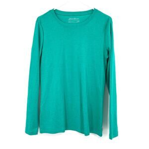 Eddie Bauer Size‎ Large Long Sleeve Shirt Top Tee T-Shirt Green Cotton Casual